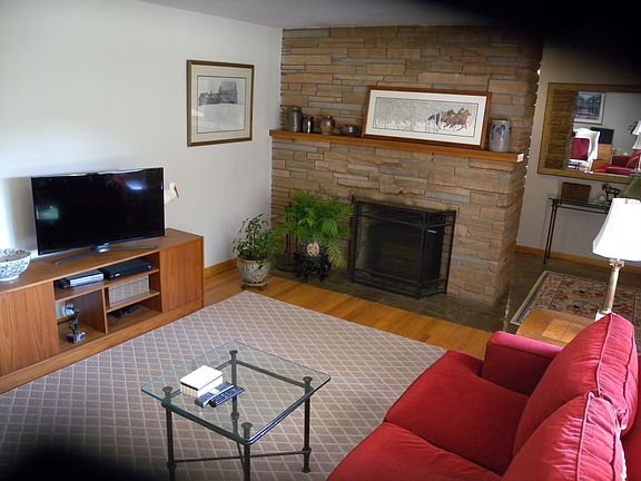 Living room and fireplace