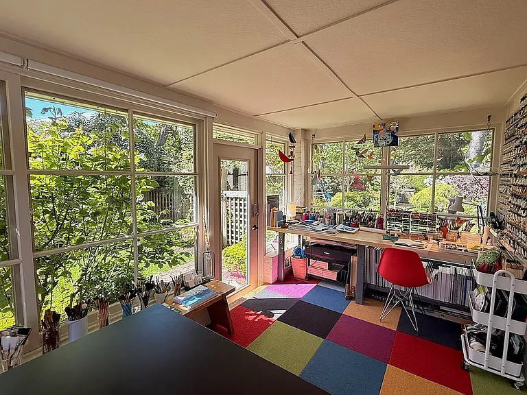 Art studio overlooking gardens