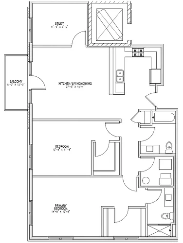 Floor plan 2 Bed, 2 Bath - Tier D