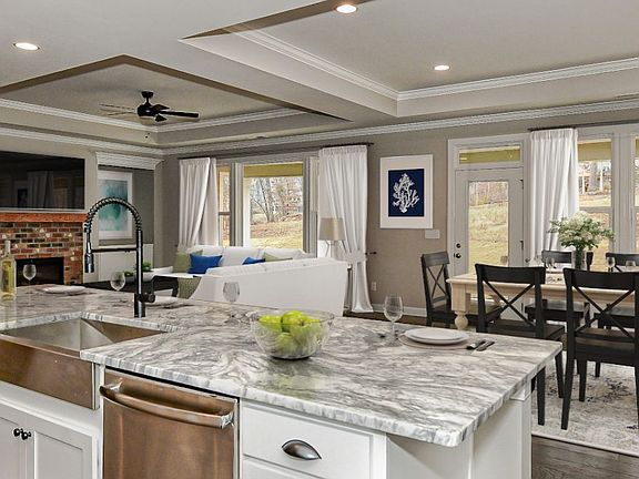 Kitchen, Family, Dining virtually staged