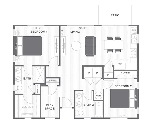 Floor plan 2 Bed/2 Bath