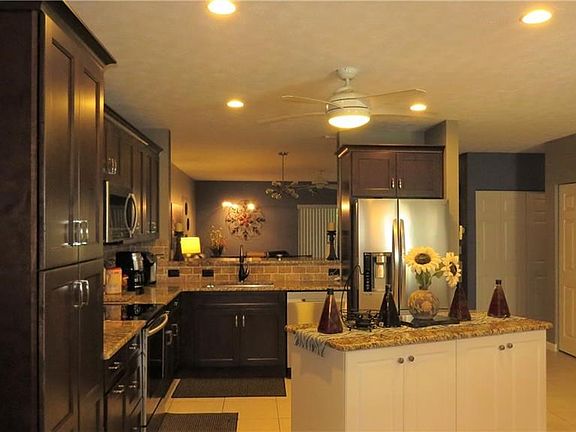 Remodeled kitchen with island.