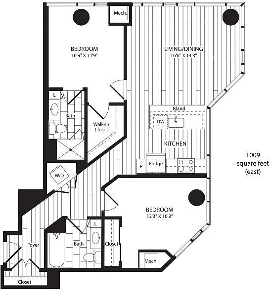 Floor plan Two Bedroom | 1009