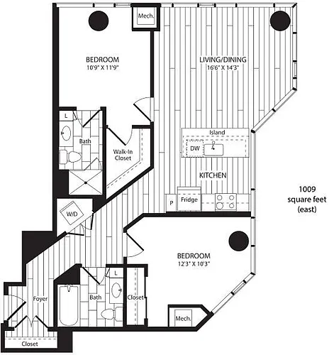 Floor plan Two Bedroom | 1009