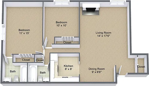 Floor plan Two Bedroom B1