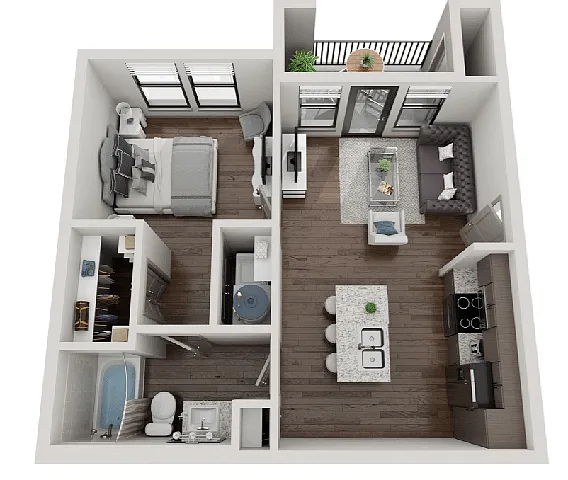 Floor plan Studio with Bedroom (E1)
