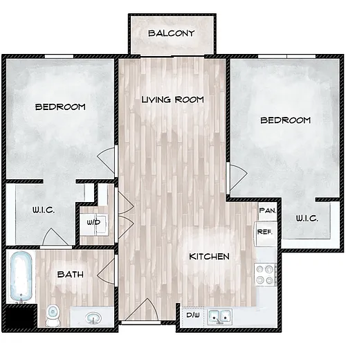 Floor plan 2 Bed 1 Bath