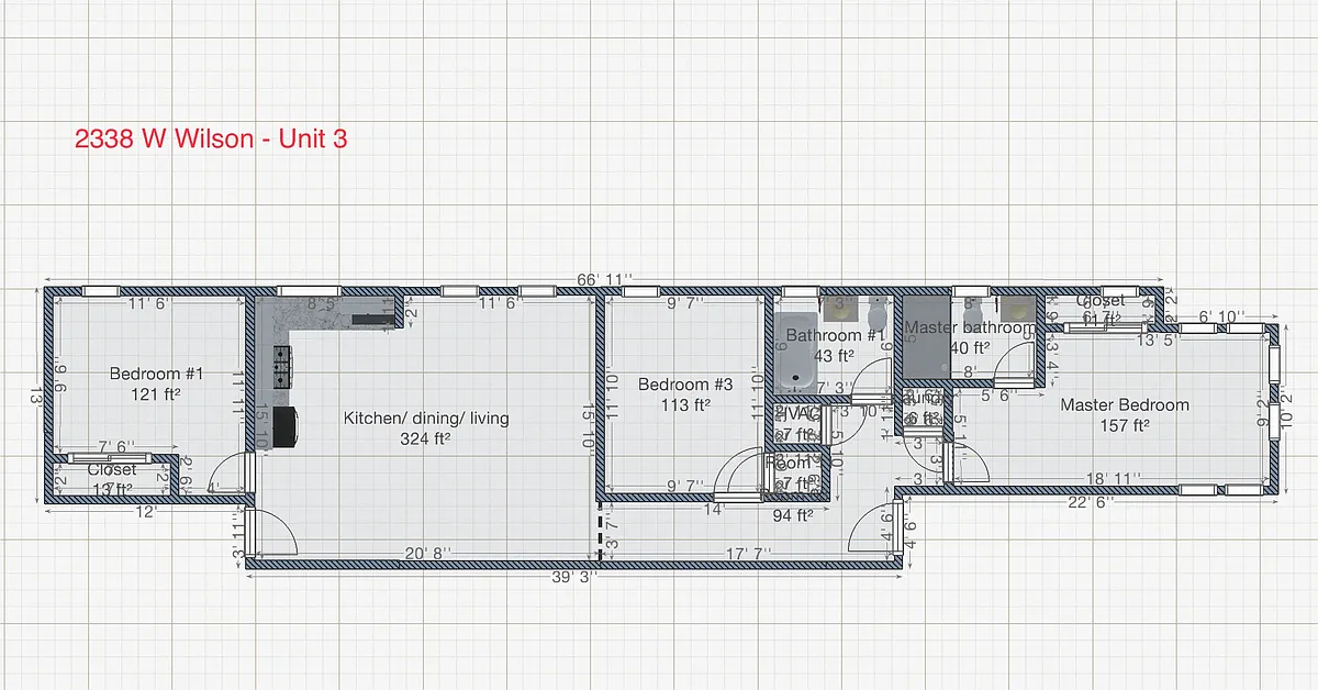 Floor plan 3 Bedroom - 2 Bathroom