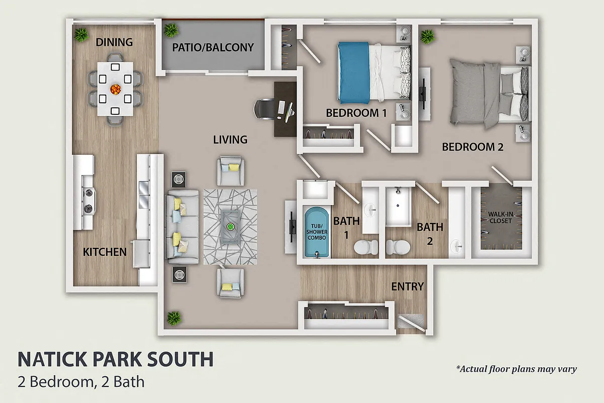 Floor plan 2 Bedroom, 2 Bath