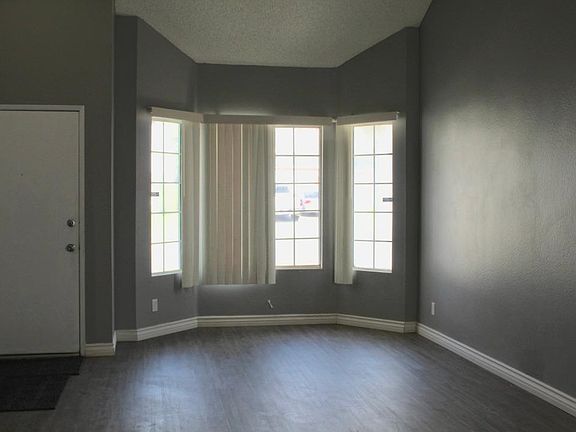 Living room front windows and front door