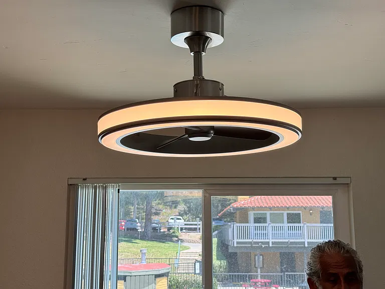 New modern dining room light fixture with integrated ceiling fan