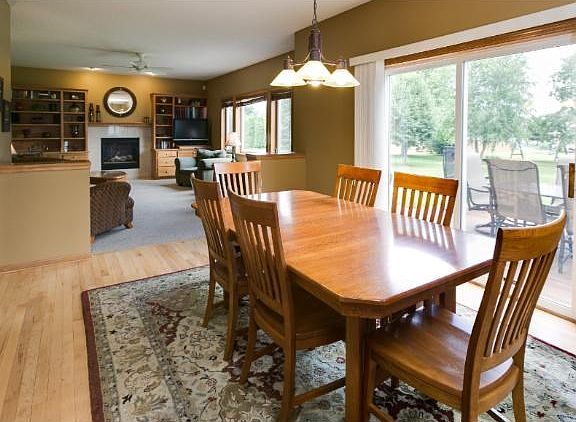 View from kitchen, knock down ceilings on main level.