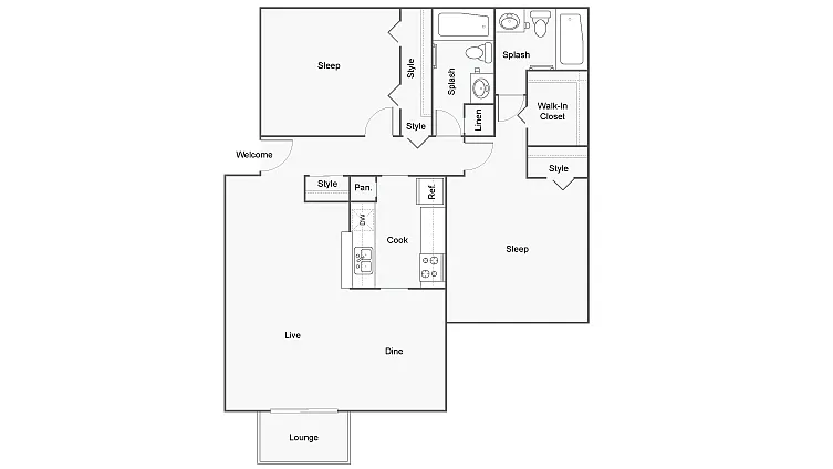 Floor plan 2 Bed 2 Bath