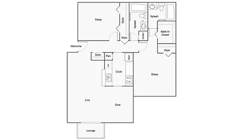 Floor plan 2 Bed 2 Bath