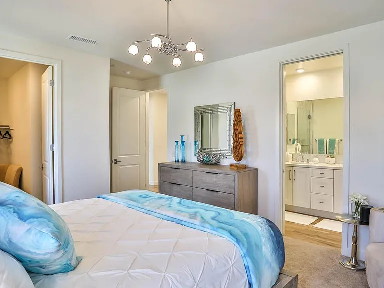 Primary bedroom with walk-in closet and en-suite bathroom