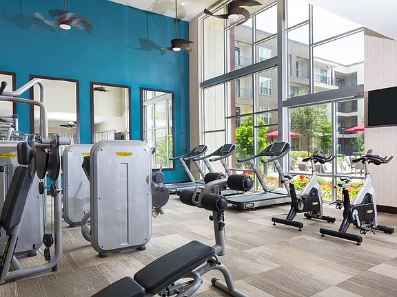 Expansive fitness center with Technogym equipment