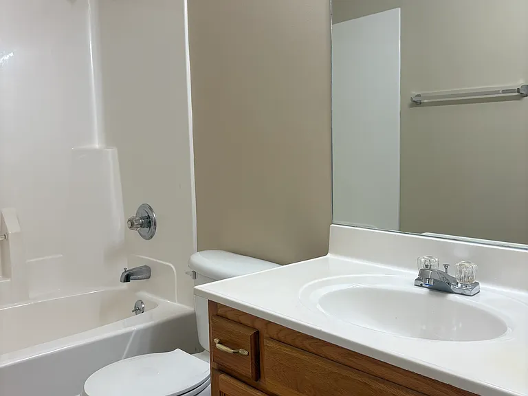 Full bath with new condition flooring