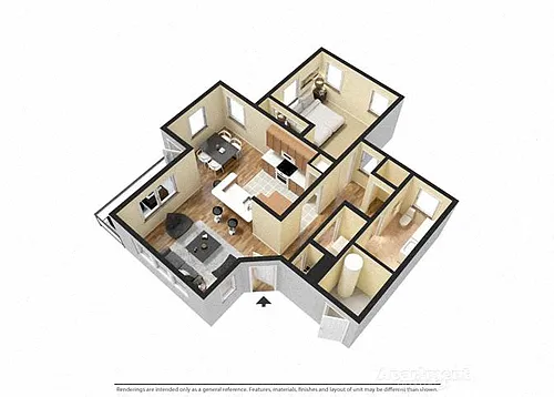Floor plan One Bedroom One Bathroom MKT