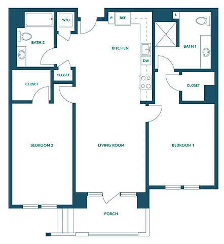 Floor plan 2Bed/2Bath I - Signature