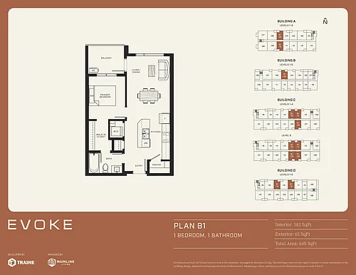 Floor plan B1 - 1 Bed