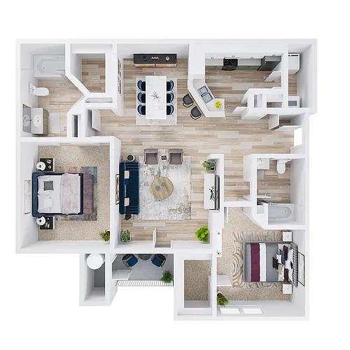 Floor plan 2 Bed 2 Bath B - Renovated