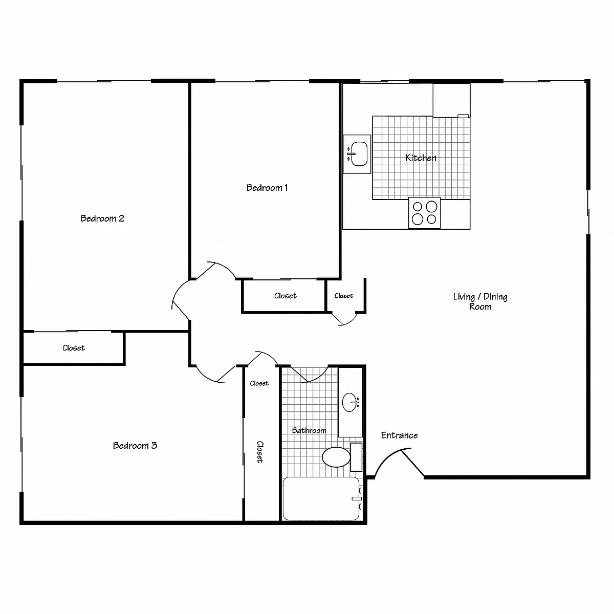 Floor plan 3 Bed 740-750