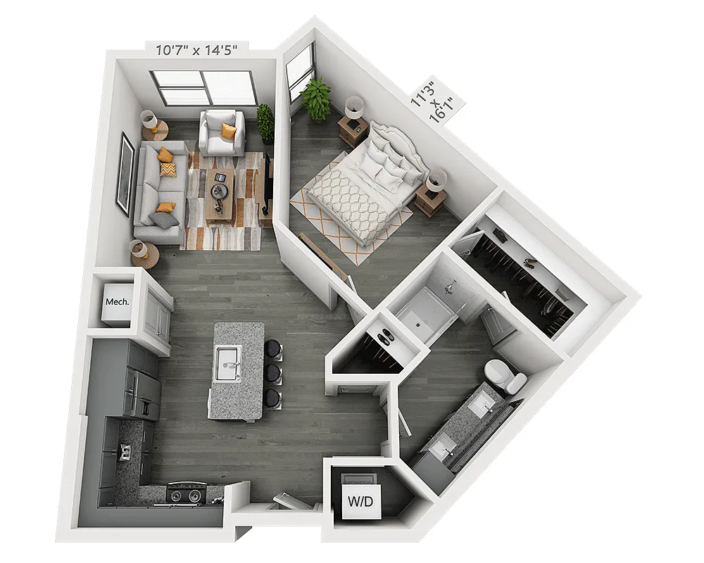 Floor plan One Bedroom A1N-II