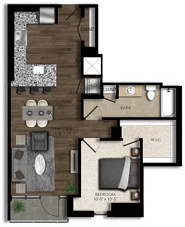 Floor plan 1 Bed/1 Bath-14E