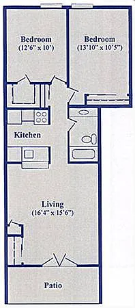 Floor plan Two Bed One Bath
