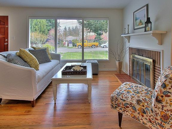 Main level living room with fireplace