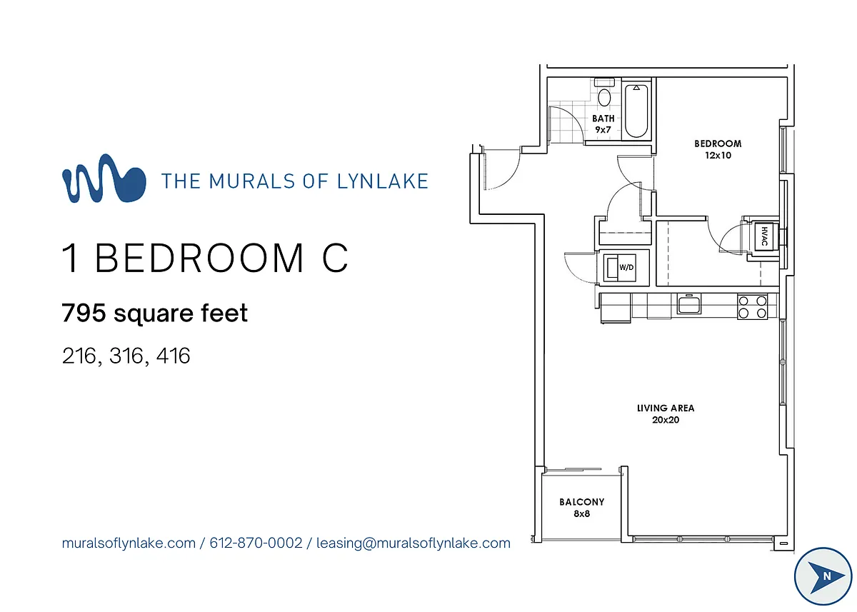 Floor plan 1 Bedroom C