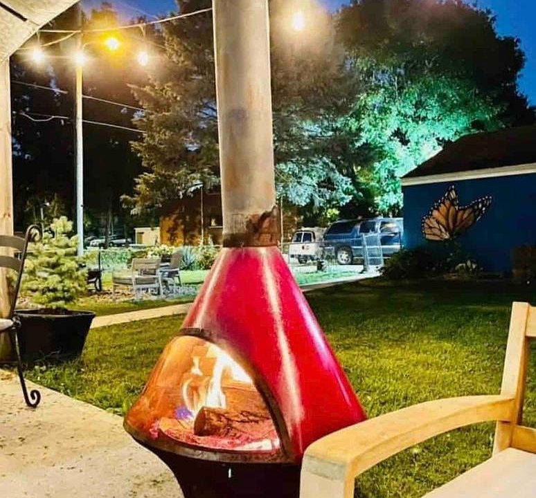 Enjoy a fire on the back porch