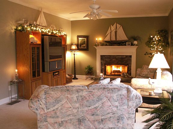 Great Room with Stacked Stone Fireplace