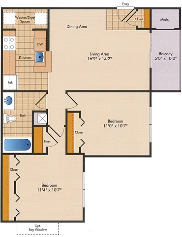 Floor plan 2 Bed 1 Bath