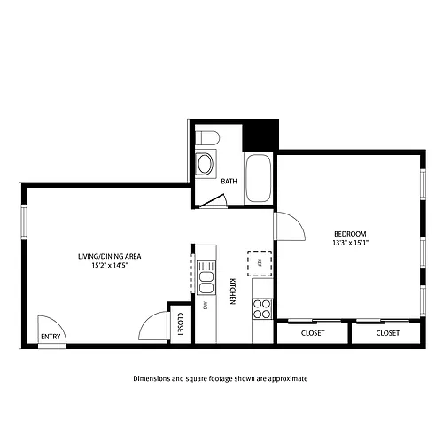 Floor plan 1 Bedroom / 1 Bath