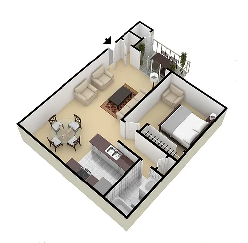 Floor plan 1 Bedroom Apartment