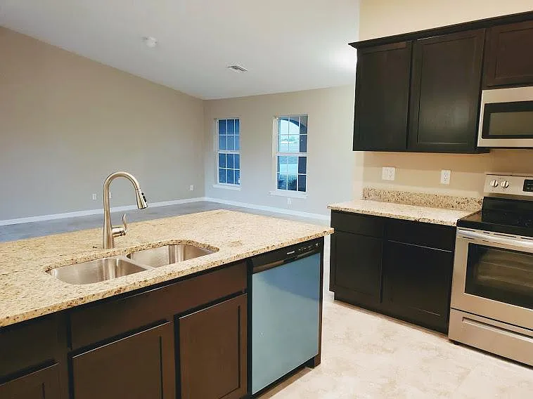 open concept kitchen and living area