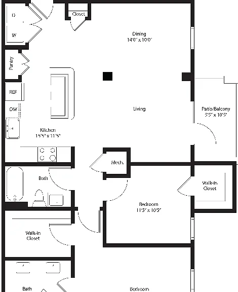 Brandon Crossroads - 2B2B - 1183 SF - B1 - Loop - 2D Floorplan - Copy Brandon Crossroads - 2B2B - 1183 SF - B1 - Loop - 2D Floorplan - Copy