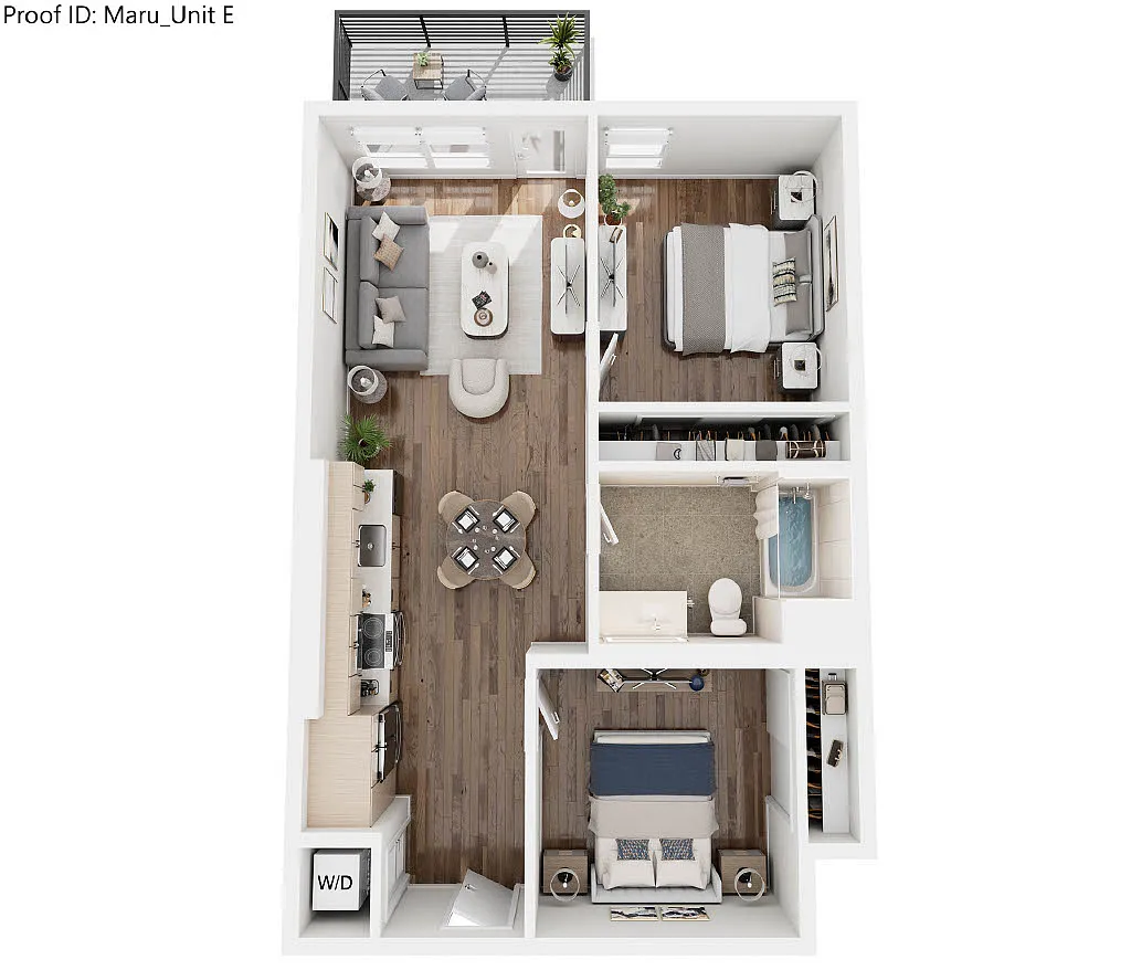 Floor plan E - 2 Bedroom