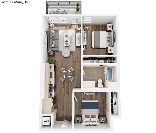 Floor plan E - 2 Bedroom