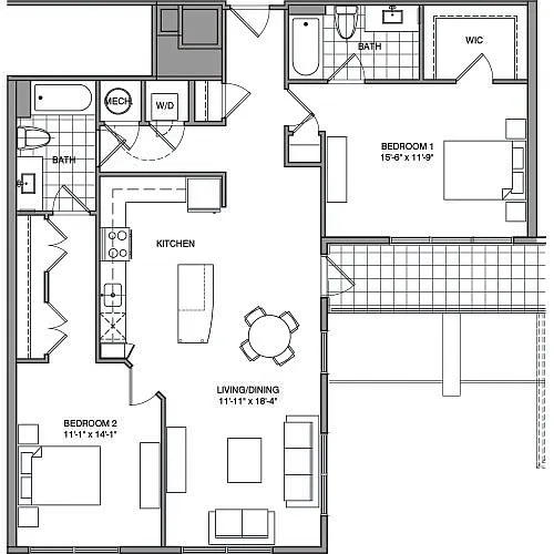 Floor plan 2 Bdrm N