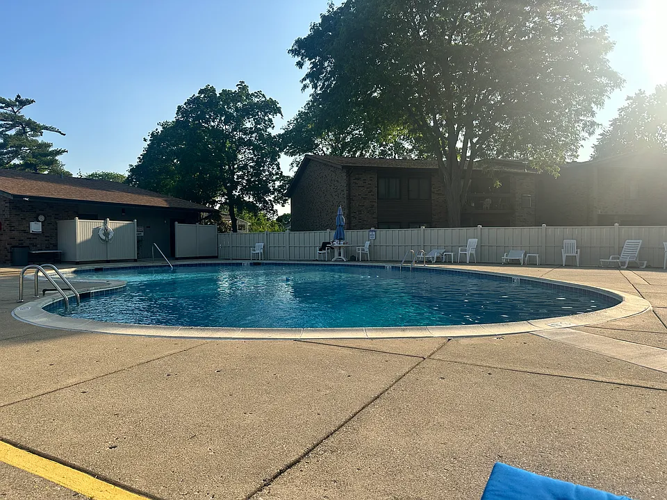 Swimming pool steps away from your porch