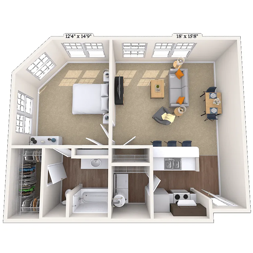 Floor plan Traditional 1x1 753 SF