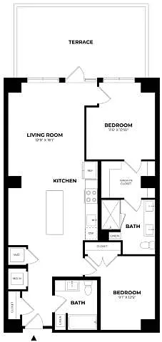 Floor plan 2 Bed/2 Bath-C15