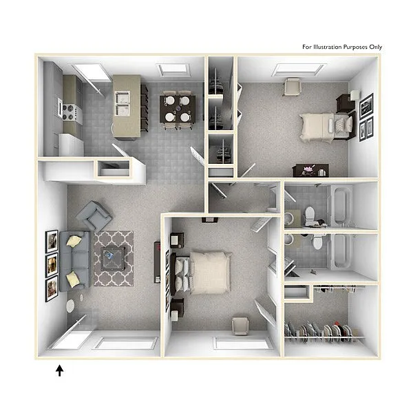 Floor plan 2 bedroom 2 bath