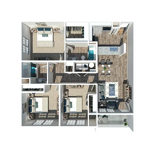 Floor plan Three Bedroom Two Bath