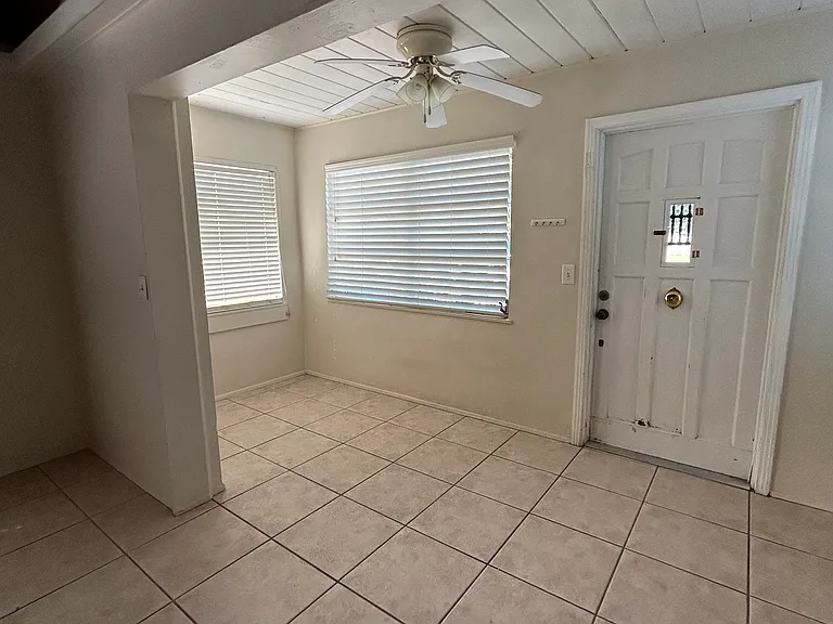 Front door and foyer with desk nook.