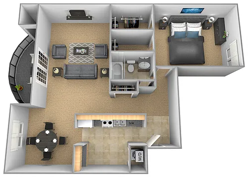 Floor plan 1 Bedroom 1 Bath