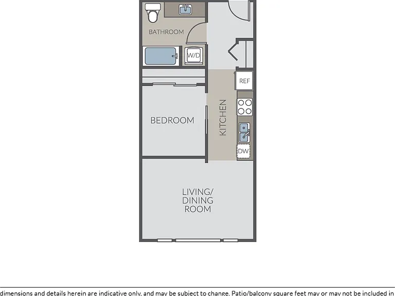 Plan 1B - Open One Bedroom