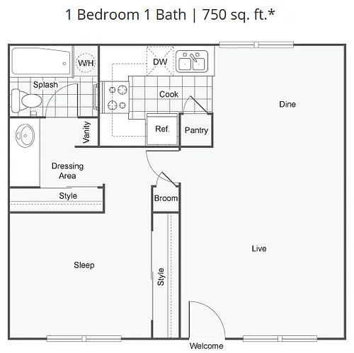 Floor plan 1x1D